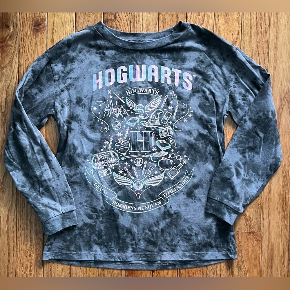 Harry Potter Hogwarts Long Sleeve Shirt Gray, girls M 7/8